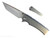Chaves Knives Liberation Street Integral folding knife featuring a flipper tab - shown open presentation side.  Belt satin M390 stainless steel tanto style plain edge blade.  Stonewash titanium handle.  Model CK-2B1-2A1A-1A0!