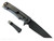 Chaves Knives Liberation Street Integral folding knife featuring a flipper tab - shown open lock side.  Gray PVD M390 stainless steel tanto style plain edge blade.  Gray PVD titanium handle.  Model CK-2B1-2C1A-4A15!