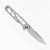 Tactile Knife Co Skeletonized Rockwall Flipper V2 folding knife with flipper tab - shown open pocket clip side.  Stonewash MagnaCut stainless steel plain edge blade.  Stonewash titanium handle.  Model 20-GSW-MC01-TT01.