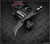 RMJ Tactical Gym Rat fixed blade knife - shown out of sheath obverse.  Graphite Black Cerakote Nitro-V stainless steel plain edge blade.  Black G- 10 handle.  Model K-GR-GB-BK.