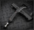 RMJ Tactical Gym Rat fixed blade knife - shown out of sheath reverse.  Graphite Black Cerakote Nitro-V stainless steel plain edge blade.  Black G- 10 handle.  Model K-GR-GB-BK.