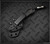 RMJ Tactical Gym Rat fixed blade knife - shown in sheath obverse.  Graphite Black Cerakote Nitro-V stainless steel plain edge blade.  Black G- 10 handle.  Model K-GR-GB-BK.