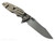 Rick Hinderer Knives Skinny Eklipse Slicer folding knife with flipper tab - shown open - lock side.  Working Finish 3.5" hollow grind MagnaCut stainless steel plain edge blade.  Coyote G-10 handle scale with Battle Bronze lock side.  Model KEK35SKSLHO
