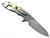 Rick Hinderer Knives XM-18 3.5" Sheepsfoot folding knife with thumb stud and flipper tab - shown open lock side.  Stonewash S45VN stainless steel plain edge blade.  Black G-10 handle with stonewash lock side.  Model KXM35SHF.