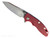 Rick Hinderer Knives XM-18 3.5" Sheepsfoot folding knife with thumb stud and flipper tab - shown open presentation side.  Stonewash S45VN stainless steel plain edge blade.  Red G-10 handle with stonewash lock side.  Model KXM35SHF.