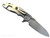 Rick Hinderer Knives XM-18 3.5" Sheepsfoot folding knife with thumb stud and flipper tab - shown open lock side.  Stonewash S45VN stainless steel plain edge blade.  Translucent Green G-10 handle with stonewash lock side.  Model KXM35SHF.
