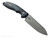 Rick Hinderer Knives Emmett Sheepsfoot fixed blade knife - shown out of sheath obverse.  Working Finish MagnaCut stainless steel plain edge blade.  Black Micarta handle.  Model KEMSFMI.