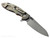 Rick Hinderer Knives XM-18 3.5" Sheepsfoot folding knife with thumb stud and flipper tab - shown open lock side.  Working Finish S45VN stainless steel plain edge blade.  Coyote G-10 handle with Battle Bronze lock side.  Model KXM35SHF.