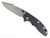 Rick Hinderer Knives XM-18 3.5" Harpoon Spanto folding knife with thumb stud and flipper tab - shown open presentation side.  Working Finish MagnaCut stainless steel plain edge blade.  Black G-10 handle with Battle Bronze lock side.  Model KXM35HS.