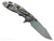 Rick Hinderer Knives XM-18 3.5" Harpoon Spanto folding knife with thumb stud and flipper tab - shown open lock side.  Working Finish MagnaCut stainless steel plain edge blade.  Black G-10 handle with Battle Bronze lock side.  Model KXM35HS.