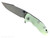 Rick Hinderer Knives XM-18 3.5" Harpoon Spanto folding knife with thumb stud and flipper tab - shown open presentation side.  Working Finish MagnaCut stainless steel plain edge blade.  Translucent Green G-10 handle with Battle Bronze lock side.  Model KXM35HS.