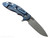 Rick Hinderer Knives XM-18 3.5" Slicer Hollow Grind folding knife with thumb stud and flipper tab - shown open lock side.  Working Finish 20CV stainless steel plain edge blade.  Red G-10 handle with Battle Blue lock side.  Model KXM35SLHO.