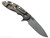 Rick Hinderer Knives XM-18 3.5" Slicer Hollow Grind folding knife with thumb stud and flipper tab - shown open lock side.  Working Finish 20CV stainless steel plain edge blade.  OD green G-10 handle with Battle Bronze lock side.  Model KXM35SLHO.