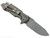 Rick Hinderer Knives Half Track Slicer folding knife with flipper tab - shown open lock side.  Working Finish MagnaCut stainless steel plain edge blade.  Coyote G-10 handle with Battle Bronze titanium lock side.  Model KHTSLI.