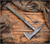 RMJ Tactical Kestrel tomahawk - shown out of sheath obverse.  Tungsten Cerakote S7 steel plain edge head.  Dirty Olive G-10 handle.  Model T-KE-S7-TU-DO.