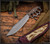 RMJ Tactical Marauder - shown out of sheath reverse. Savage Stainless Cerakote 3V steel plain edge blade.  Hyena Brown G-10 handle scales.  Model K-MD-3V-SS-HB-OX/DT.