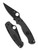 Spyderco Paramilitary 2 folding knife with thumb hole - shown open presentation side and closed pocket clip side.  Black CTS BD1N stainless steel plain edge blade.  Black FRN handle.  Model C81PBBK2.