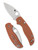 Spyderco Sage 6 folding knife with thumb hole - shown open presentation side and closed pocket clip side.  Satin REX 121 steel plain edge blade.  Orange G-10 handle.  Model C123GPBOR.