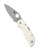 Spyderco Chaparral folding knife with thumb hole - shown open presentation side.  Damasteel DS93X steel plain edge blade. Ivory G-10 handle.  Model C152GPIVD.