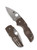 Spyderco Lil' Native Sprint Run folding knife with thumb hole - shown open presentation side and closed pocket clip side.  Stonewash 15V steel plain edge blade.  Brown FRN handle.  Model C230PBN15V.