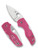 Spyderco Lil' Native folding knife with thumb hole - shown open presentation side and closed pocket clip side.  Satin CTS-BD1N stainless steel plain edge blade.  Pink FRN handle.  Model C230PPN.