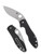 Spyderco Retract folding knife with thumb hole - shown open presentation side and closed pocket clip side.  Satin 9Cr18MoV stainless steel plain edge blade.  Black G-10 handle.  Model C276GP.