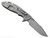 Rick Hinderer Knives XM-24 Harpoon Spanto folding knife with thumb stud and flipper tab - shown open lock side.  Stonewash S45VN stainless steel plain edge blade.  Black G-10 handle with Working Finish lock side.  Model KXM40HS.