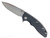 Rick Hinderer Knives XM-18 3.25" Spear Point folding knife with thumb stud and flipper tab - shown open presentation side.  Stonewash S45VN stainless steel plain edge blade.  Black G-10 handle with stonewash lock side.  Model KXM325SPE.