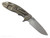 Rick Hinderer Knives XM-18 3.25" Spear Point folding knife with thumb stud and flipper tab - shown open lock side.  Stonewash S45VN stainless steel plain edge blade.  Black G-10 handle with stonewash bronze lock side.  Model KXM325SPE.