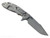 Rick Hinderer Knives XM-24 Harpoon Spanto folding knife with thumb stud and flipper tab - shown open lock side.  Working Finish S45VN stainless steel plain edge blade.  Coyote G-10 handle with Working Finish lock side.  Model KXM40HS.
