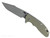 Rick Hinderer Knives XM-24 Harpoon Spanto folding knife with thumb stud and flipper tab - shown open presentation side.  Working Finish S45VN stainless steel plain edge blade.  OD green G-10 handle with Working Finish lock side.  Model KXM40HS.