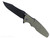 Rick Hinderer Knives Eklipse Spear Point folding knife with flipper tab and thumb stud - shown open presentation side.  Battle Black S45VN stainless steel plain edge blade.  OD green G-10 handle with Battle Black lock side.  Model KEK35SPEDLC.