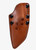 Tactile Knife Co Redhawk fixed blade knife - brown leather sheath only - obverse.  Green Cerakote MagnaCut stainless steel plain edge blade.  Natural Micarta handle.  Model 20-RL-MCBC-RMBL.