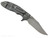 Rick Hinderer Knives XM-18 3.0" Bowie folding knife with thumb stud and flipper tab - shown open lock side.  Stonewash 20CV stainless steel plain edge blade.  OD green G-10 handle with Working Finish lock side.  Model KXM30BOW.