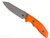Rick Hinderer Knives Flashpoint Sheepsfoot fixed blade knife - shown out of sheath obverse.  Stonewash MagnaCut stainless steel plain edge blade.  Orange G-10 handle.  Model KFPSHF.