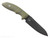 Rick Hinderer Knives Flashpoint Sheepsfoot fixed blade knife - shown out of sheath reverse.  Battle Black MagnaCut stainless steel plain edge blade.  OD Green G-10 handle.  Model KFPSHFDLC.