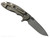 Rick Hinderer Knives XM-18 3.25" Spanto folding knife with thumb stud and flipper tab - shown open lock side.  Working Finish MagnaCut stainless steel plain edge blade.  Translucent Green G-10 handle with Battle Bronze lock side.  Model KXM325SPA.