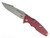 Rick Hinderer Knives Eklipse Skinny Fullered Harpoon Spanto folding knife with thumb stud and flipper tab - shown open presentation side.  Stonewashed 3.5" MagnaCut stainless steel plain edge blade.  Red G-10 handle scale with Working Finish lock side.  Model KEK35SKHS.