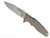 Rick Hinderer Knives Eklipse Skinny Fullered Harpoon Spear Point folding knife with thumb stud and flipper tab - shown open presentation side.  Stonewashed 3.5" MagnaCut stainless steel plain edge blade.  FDE G-10 handle scale with Working Finish lock side.  Model KEK35SKHSPE.