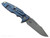 Rick Hinderer Knives Eklipse Skinny Fullered Harpoon Spear Point folding knife with thumb stud and flipper tab - shown open lock side.  Working Finish 3.5" MagnaCut stainless steel plain edge blade.  Orange G-10 handle scale with Battle Blue lock side.  Model KEK35SKHSPE.