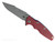 Rick Hinderer Knives Eklipse Skinny Fullered Harpoon Spear Point folding knife with thumb stud and flipper tab - shown open presentation side.  Working Finish 3.5" MagnaCut stainless steel plain edge blade.  Red G-10 handle scale with Battle Blue lock side.  Model KEK35SKHSPE.