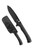 Spyderco Skoli fixed blade knife - shown out of sheath reverse and in sheath reverse.  Black 9Cr18MoV stainless steel plain edge blade.  Black G-10 handle.  Model FB53GPBK.