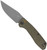 Zero Tolerance 0512 push button automatic knife - open - presentation side.  Gray stonewashed 3.45" Cru-Wear steel plain edge blade.   OD Micarta handle with gray titanium back.  Model 0512OD.