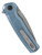 Zero Tolerance 0044BLU Sprint Run folding knife with flipper tab - shown closed pocket clip side.  Stonewashed S90V stainless steel plain edge blade.  Anodized blue titanium handle with button lock.  Model 0044BLU.