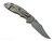 Rick Hinderer Knives Non Flipper XM-18 3.5" Bowie folding knife with thumb stud - shown open lock side.  Stonewashed MagnaCut stainless steel plain edge blade.  Orange G-10 handle with Bead Blast Bronze lock side.  Model KXM35NFBO.