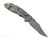 Rick Hinderer Knives Non Flipper XM-18 3.5" Bowie folding knife with thumb stud - shown open lock side.  Stonewashed MagnaCut stainless steel plain edge blade.  Red G-10 handle with Bead Blast Bronze lock side.  Model KXM35NFBO.