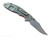 Rick Hinderer Knives Non Flipper XM-18 3.5" Bowie folding knife with thumb stud - shown open lock side.  Stonewashed MagnaCut stainless steel plain edge blade.  Orange G-10 handle with Bead Blast Green lock side.  Model KXM35NFBO.