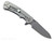 Rick Hinderer Knives Project X Sheepsfoot folding knife with flipper tab - shown open lock side.  Stonewash MagnaCut stainless steel plain edge blade.  Black G-10 handle with stonewashed lock side.  Model KPXSHF.
