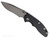 Rick Hinderer Knives Non Flipper XM-18 3.5" Recurve folding knife with thumb stud - shown open presentation side.  Stonewashed MagnaCut stainless steel plain edge blade.  Black G-10 handle with stonewashed lock side.  Model KXM35NFREC.