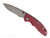 Rick Hinderer Knives Non Flipper XM-18 3.5" Recurve folding knife with thumb stud - shown open presentation side.  Stonewashed MagnaCut stainless steel plain edge blade.  Red G-10 handle with stonewashed bronze lock side.  Model KXM35NFREC.